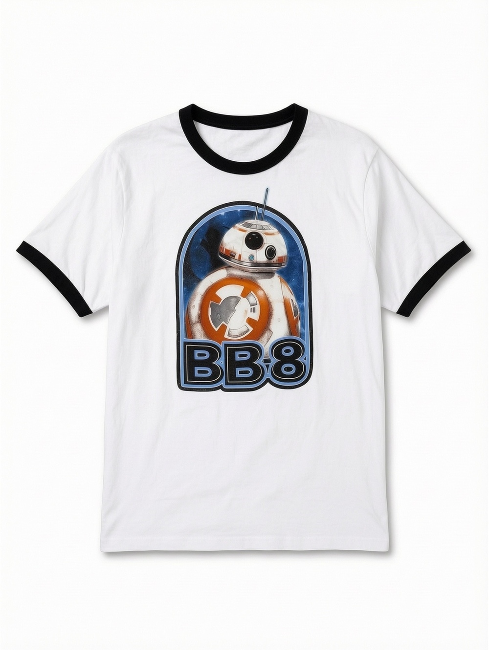 Star Wars BB-8 Ringer T-Shirt Men’s 2XL White Black Trim Mad Engine Droid Tee